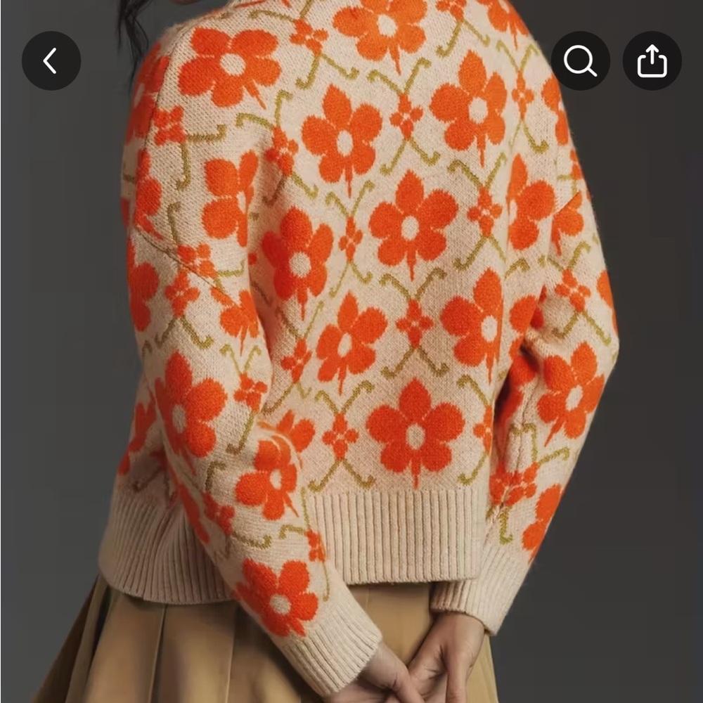 NWT Floral Orange Cardigan Sweater - Picture 7 of 8